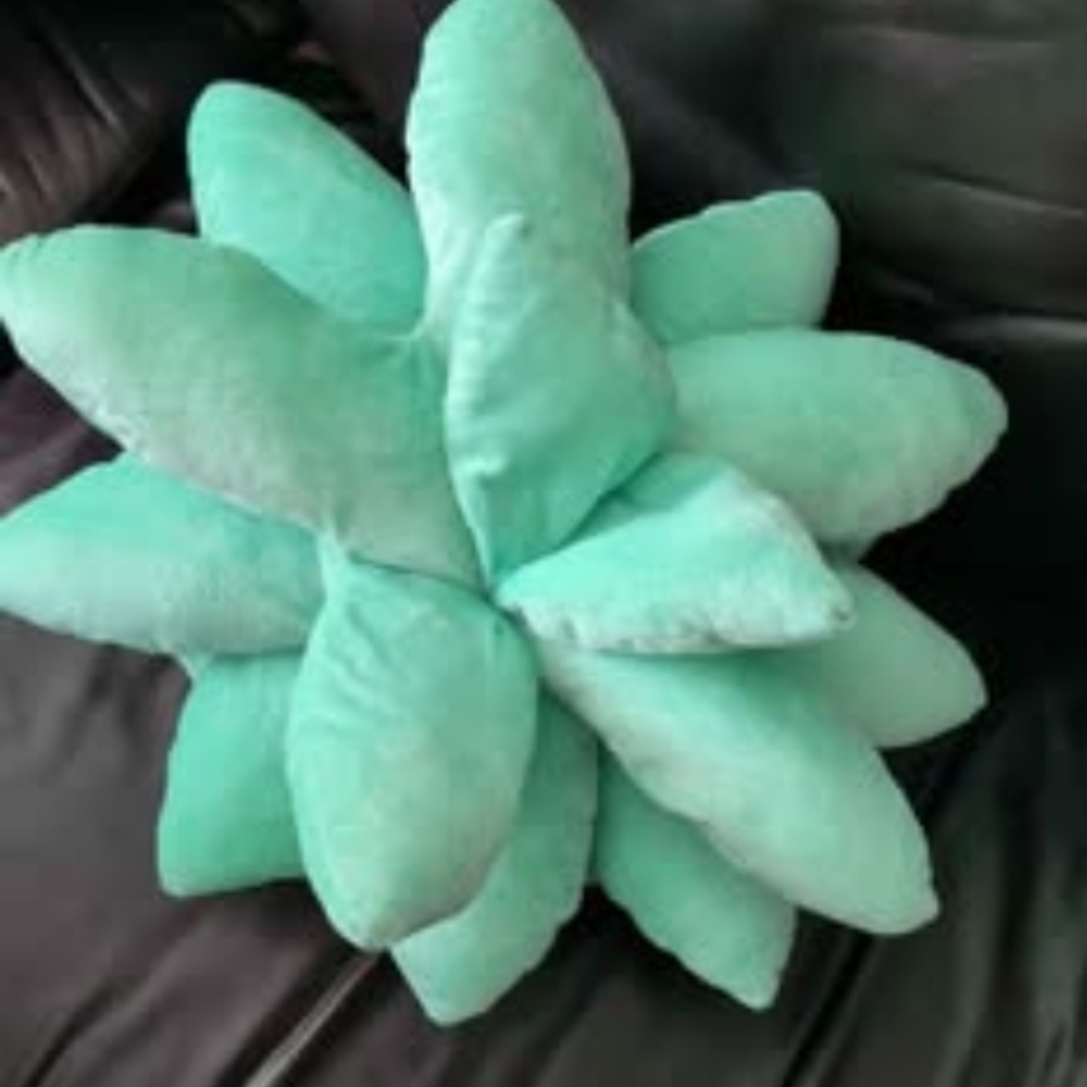 Plush Aqua Petal Decorative Pillow